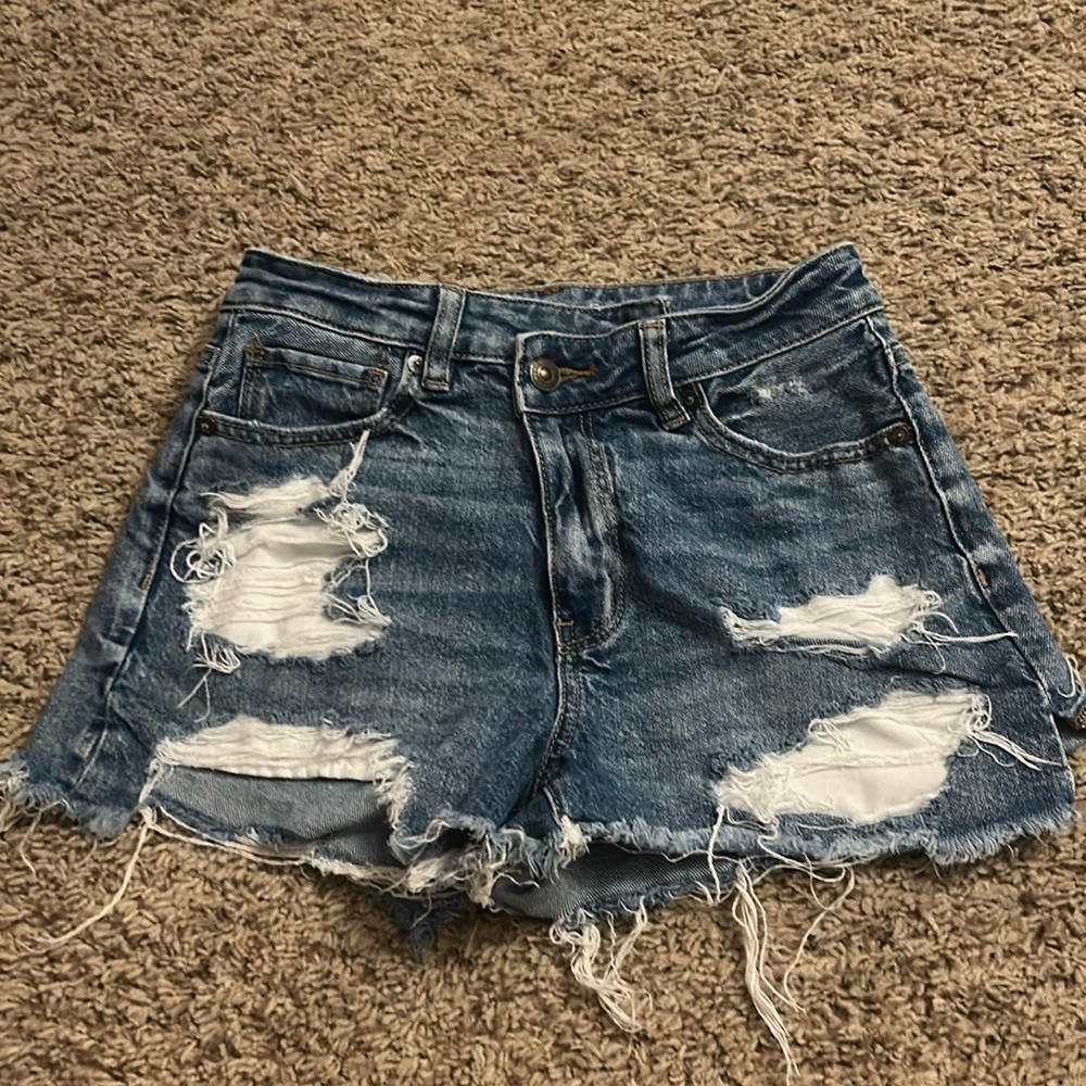 2 pairs of american eagle jean shorts, size 0, $25 each brand new